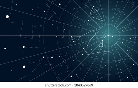 Night sky and several constellations. background for your desktop or website. Vector.