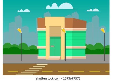 Night sky, Single Shop closed at night at the street - Vector