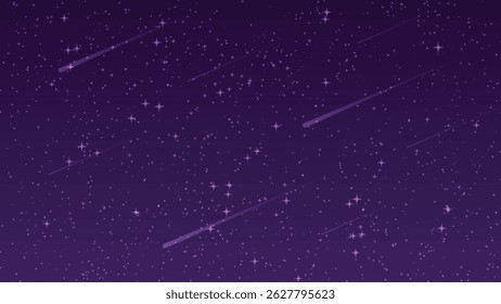 night sky with star and meteor. landscape cartoon scene background