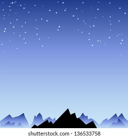 A night sky with star and mountain spike. Vector illustration for your mystery design. Can be used for poster background, surface book.