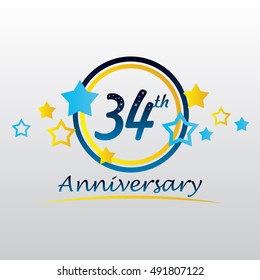 night sky and star themes 34th anniversary for kids, business, and various events,
