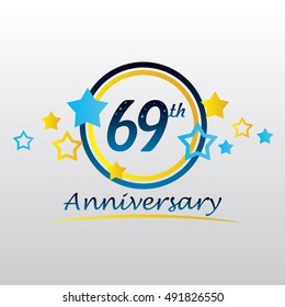 night sky and star themes 69th anniversary for kids, business, and various events,