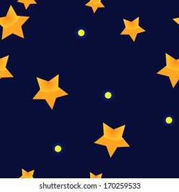 Night sky with stars. Stars background. Vector illustration. Night sky with stars. Gold starts background. Stars in night sky. Stars sky. Seamless star pattern