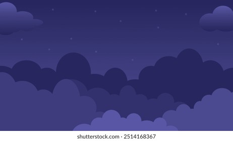 night sky with stars and clouds illustration background design