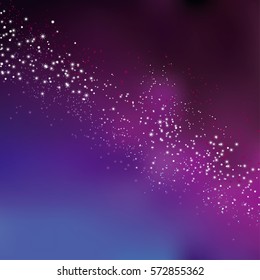 night sky stars concept vector illustration for background. simple stylized abstract cosmos universe backdrop. purple Milky Way