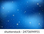 Night sky with stars. Dark blue vector universe. Shiny abstract cosmos. Galaxy illustration with sparkles and starlight. Celestial winter cosmic background