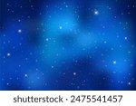 Night sky with stars. Dark blue vector universe. Shiny abstract cosmos. Galaxy illustration with sparkles and starlight. Celestial winter cosmic background