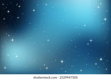 Night sky with stars. Dark blue vector universe. Shiny abstract cosmos. Celestial winter cosmic background. Galaxy illustration with sparkles and starlight of constellation