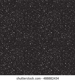 Night sky with stars or falling snow vector seamless pattern. Cosmic abstract background. Winter, New Year, Christmas texture with spray, specks, flecks, splash, snowflake. White uneven spots or dots.