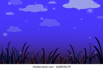 
The night sky and the stars and grass