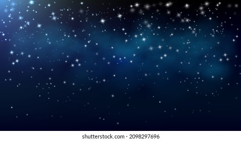 Night sky with stars and the Milky way in the distance. Astronomy background of space and the universe with blue colors.