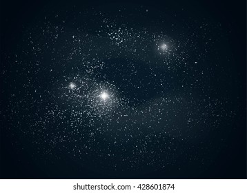 Night sky with stars and milky way. Starry night sky abstract background. Vector illustration