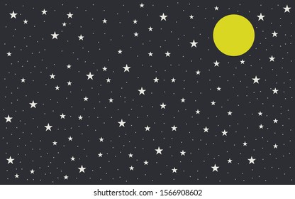 Night sky with stars and moon