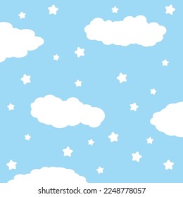 night sky with stars and moon. paper art style. Dreamy background with moon stars and clouds, abstract fantasy background. Half moon, stars and clouds on the dark night sky background. 