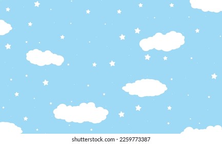 night sky with stars and moon. paper art style. Dreamy background with moon stars and clouds, abstract fantasy background. Half moon, stars and clouds on the dark night sky background.