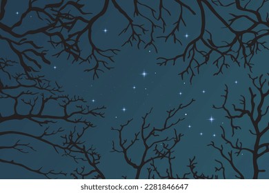 night sky with stars and moon. paper art style. Dreamy background with moon stars and clouds, abstract fantasy background. Half moon, stars and clouds on the dark night sky background.