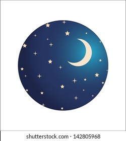 night sky with stars and moon. vector illustration