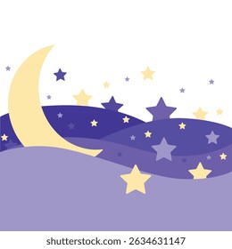 night sky with stars, moon and moon, vector illustration