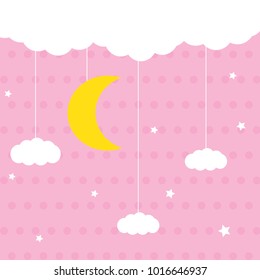 Night sky with stars, moons and clouds