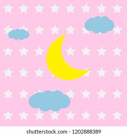 Night sky with stars, moons and clouds