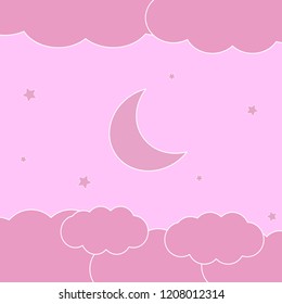 Night sky with stars, moons and clouds