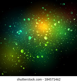 Night sky with stars and nebula. Background. Vector.