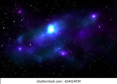 Night sky with stars and nebula. Space vector illustration