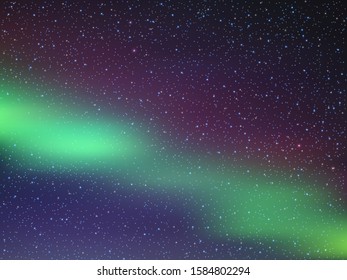 Night sky with stars. Northern lights. Vector illustration