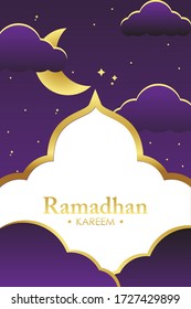 night sky with stars ramadan vector background