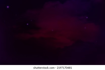 night sky with stars and the red cloud, a beautiful skyline.