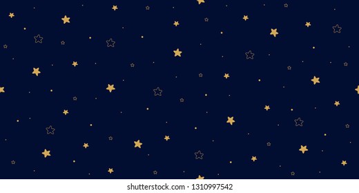 night sky with stars, seamless pattern, vector illustration