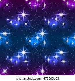 Night sky with stars, seamless pattern. Modern style for wallpaper, wrapping, fabric, background, apparel, other print production. Vector