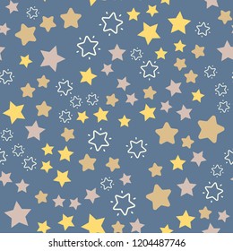 Night sky and stars. Seamless vector EPS 10 Flat geometric pattern texture. Multicolor abstract background for print and textile