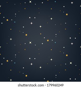 Night sky with stars seamless vector pattern