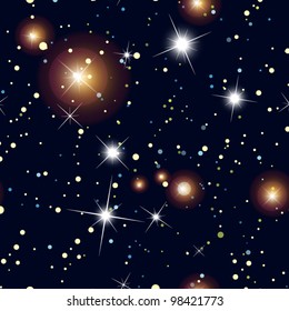 Night Sky with Stars  Seamless vector background, wallpaper