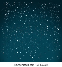 Night sky with stars and snow