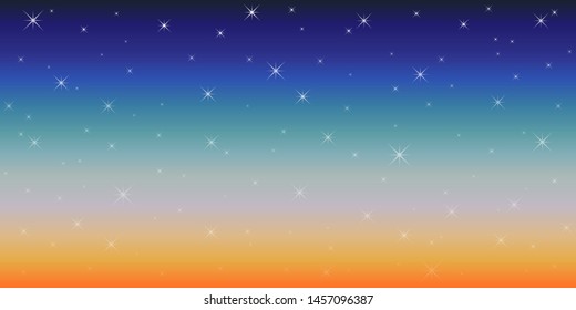Night sky with stars of various sizes, black hole