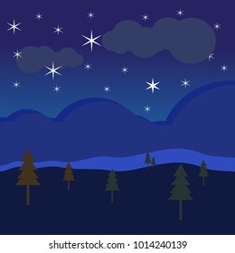 Night Sky with Stars vector illustration