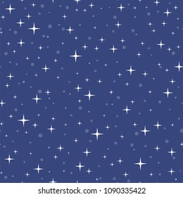 Night sky with stars. Vector seamless pattern.