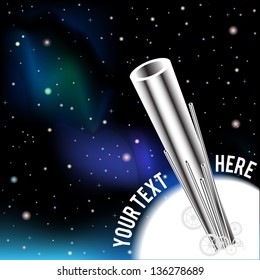 night sky with telescope