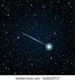 Nachthimmel, Vektorhintergrund mit Sternen, Galaxien und Komet