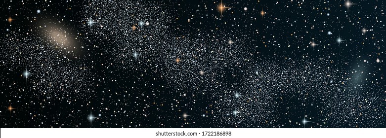 Night Sky Vector Background With Stars And Milky Way