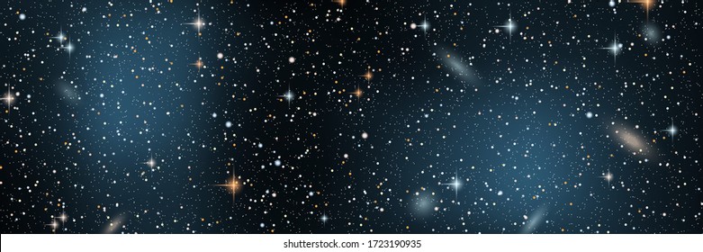 Night sky vector background with stars and galaxies