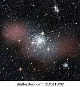 Night sky vector background with stars,  galaxies and star cluster