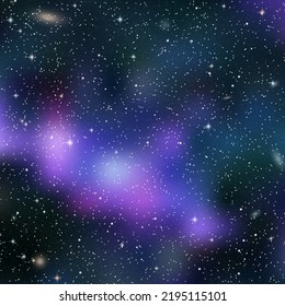 Night sky vector background with stars,  galaxies and star cluster