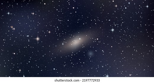 Night sky vector background with stars,  galaxies and star cluster