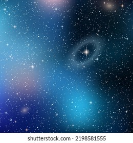 Night sky vector background with stars,  galaxies and star cluster