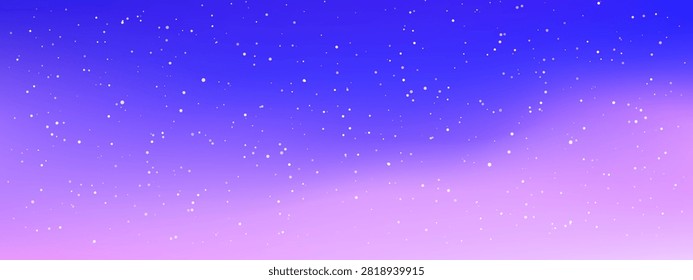Night sky vector illustration featuring starry space background, glowing nebula clouds, and shimmering constellation patterns in cosmic purple hues
