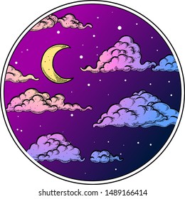 Night sky. Vector illustration. Graphics.
