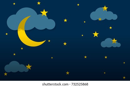 Night Sky Vector Illustration Moon Stars Stock Vector (Royalty Free ...